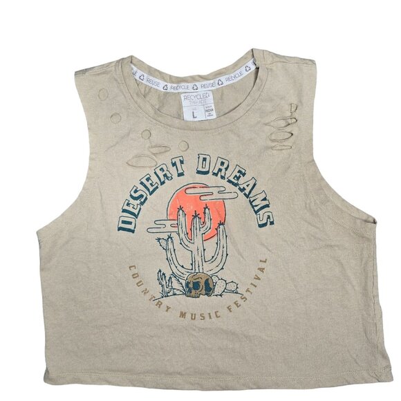 Recycled Threads Desert Dreams USA Tour croped Tank Top size L boho festival - Picture 1 of 3